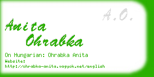 anita ohrabka business card